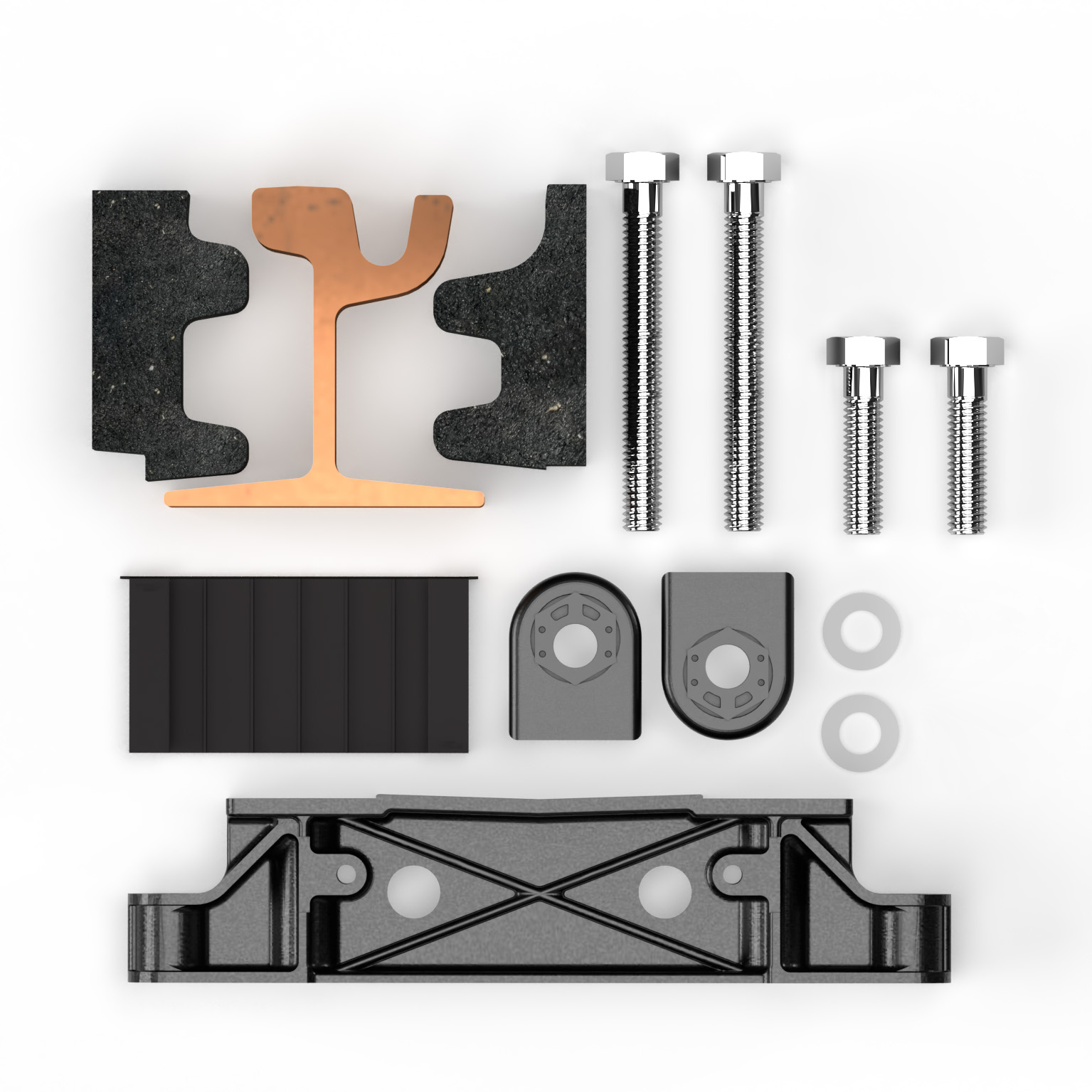 3D SOK simplex alle Teile - SOK_simplex wirkungsvolles Dämmsystem für Schienen