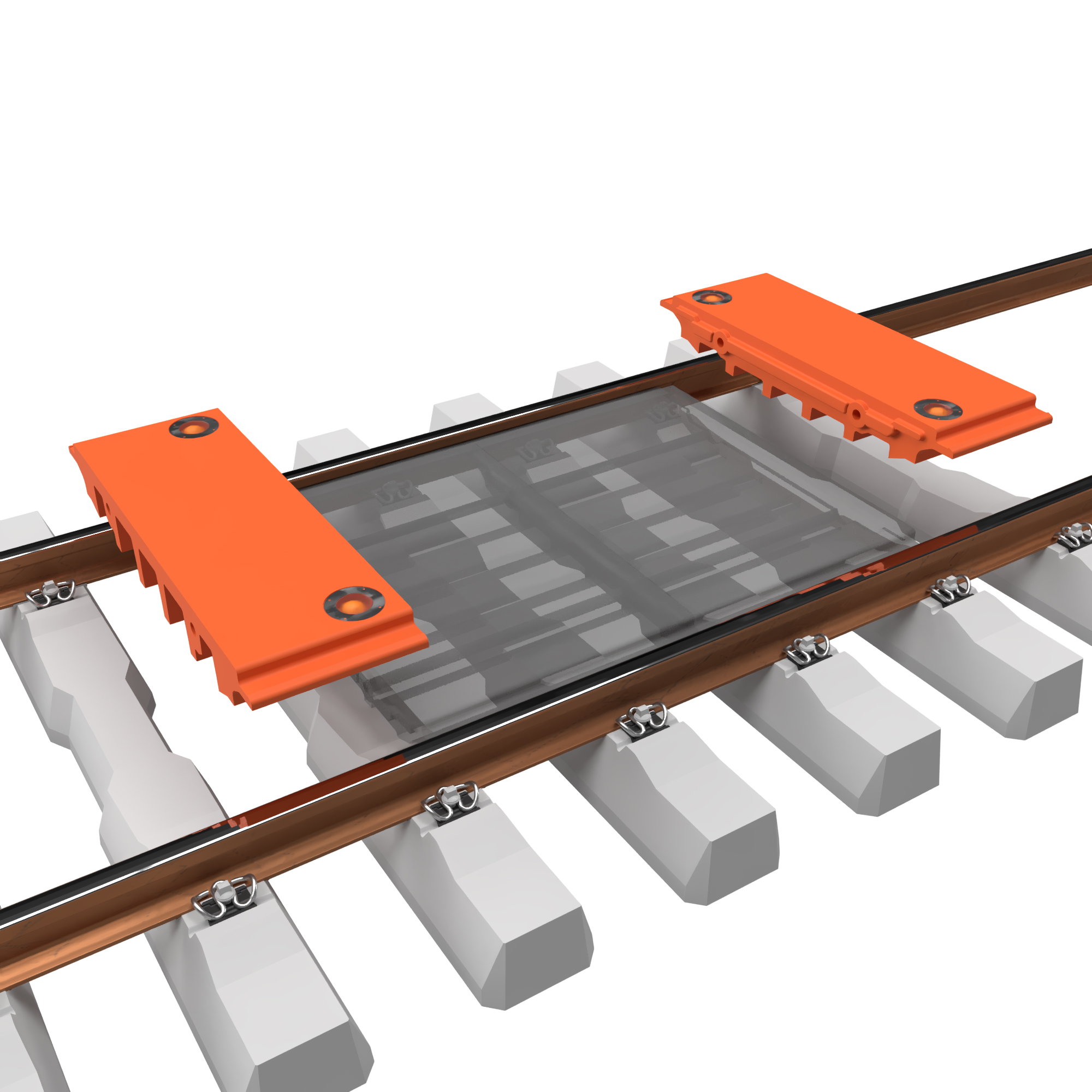 3D Darstellung pedeSolar - Solarbetriebene LED-Markierung für mehr Sicherheit bei Bahnübergängen