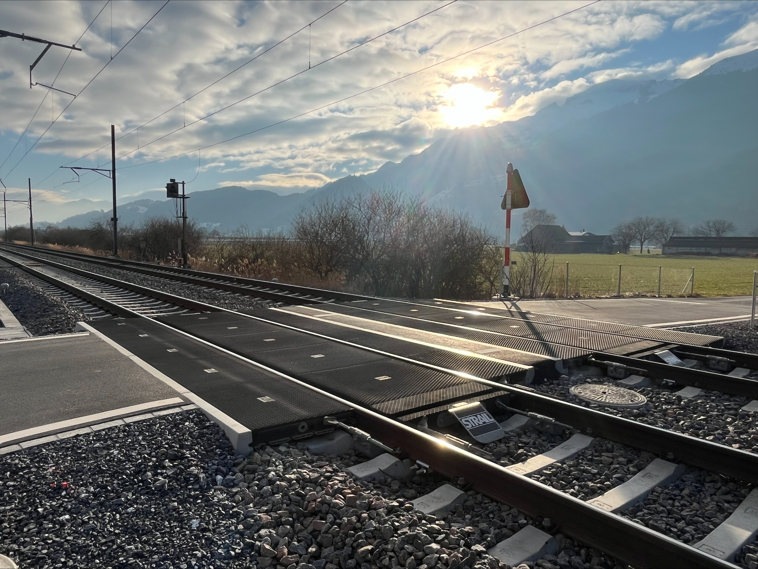 Drainageset im Gleisbett